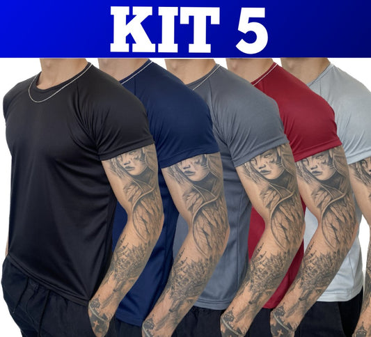Kit 5 Camisetas Fitness Masculina