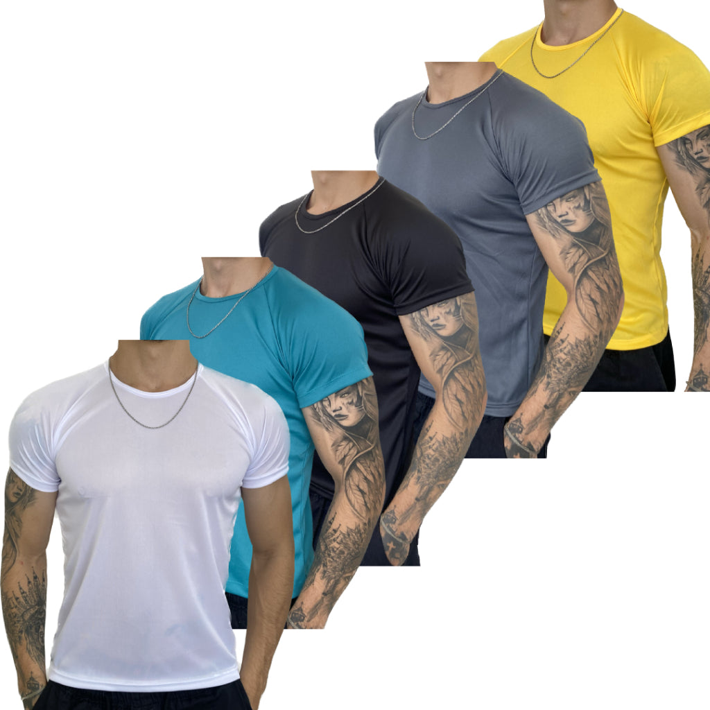 Kit 5 Camisetas Fitness Masculina
