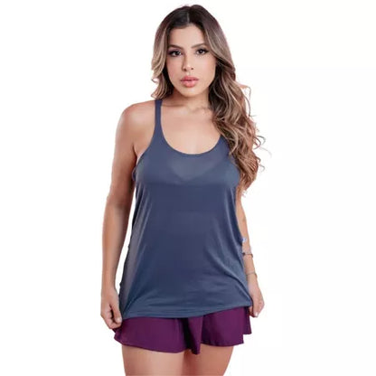 Camiseta Regata Fitness de 100% Poliamida com Micro-furinhos