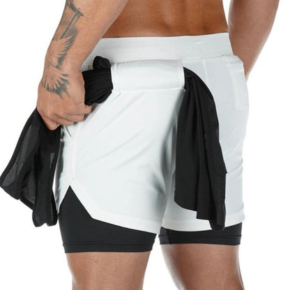 Shorts 2 em 1 Sport Fit - Bermuda + Shorts Interno Dry Fit com Proteção UV