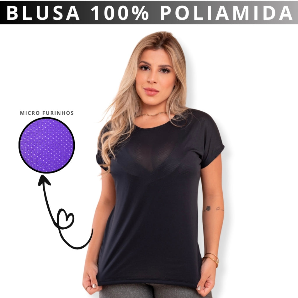 Blusa Fitness 100%  Poliamida com Micro-furinhos