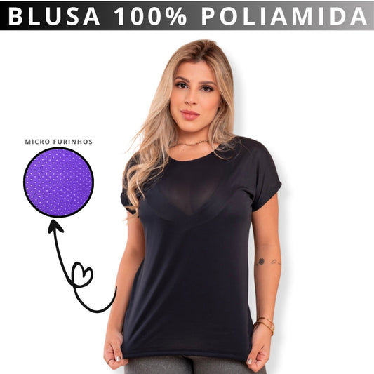Blusa Fitness 100%  Poliamida com Micro-furinhos