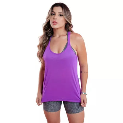 Camiseta Regata Fitness de 100% Poliamida com Micro-furinhos